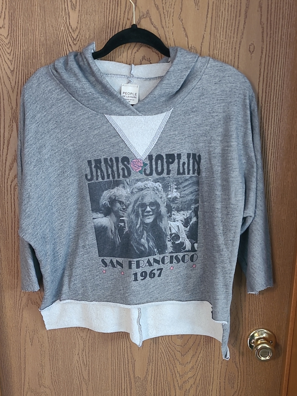 Janis Joplin Graphic Pullover Hoodie - Gray